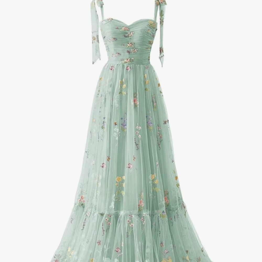 Elegant Green Floral Dress